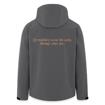 Freundlich kann ich auch - Recycelte Männer Softshell-Jacke von Stanley/Stella - Anthrazit - Hinten - AI Model Male 185 light (185cm)