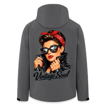 Soul Vintage – Un design stylé de pin-up rockabilly - Veste softshell homme en polyester recyclé Stanley/Stella - charbon - Dos - AI Model Male 185 light (185cm)