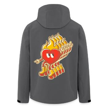 Mehrdimensionales Retro Flammendes Herz Maskottchen - Recycelte Männer Softshell-Jacke von Stanley/Stella - Anthrazit - Hinten - AI Model Male 185 light (185cm)