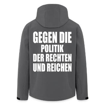 gegen die politik der rechten und reichen - Recycelte Männer Softshell-Jacke von Stanley/Stella - Anthrazit - Hinten - AI Model Male 185 light (185cm)