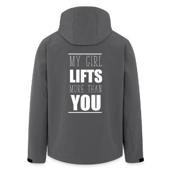 Lustige Sprüche Fitnessstudio - Recycelte Männer Softshell-Jacke von Stanley/Stella - Anthrazit - Hinten - AI Model Male 185 light (185cm)