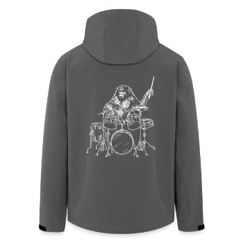 Affe Schlagzeuger Drummer - Recycelte Männer Softshell-Jacke von Stanley/Stella - Anthrazit - Hinten - AI Model Male 185 light (185cm)