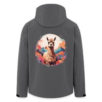 Alpaka Lama Cooler prächtiger Hintergrund - Recycelte Männer Softshell-Jacke von Stanley/Stella - Anthrazit - Hinten - AI Model Male 185 light (185cm)