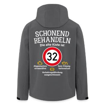 32. Geburtstag Schonend Behandeln 32 Alte Kiste 32 - Recycelte Männer Softshell-Jacke von Stanley/Stella - Anthrazit - Hinten - AI Model Male 185 light (185cm)