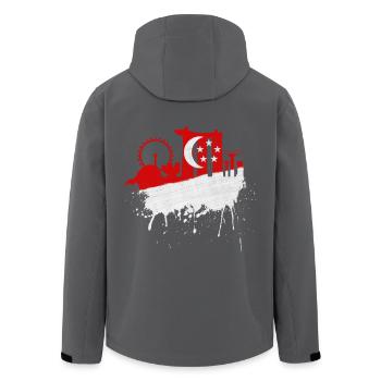 Singapur Skyline Flagge Kunst Asien Fan Singapura - Recycelte Männer Softshell-Jacke von Stanley/Stella - Anthrazit - Hinten - AI Model Male 185 light (185cm)