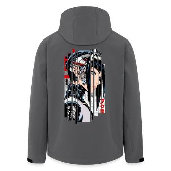 Frau Cyborg Ninja Blau Geometrisch - Recycelte Männer Softshell-Jacke von Stanley/Stella - Anthrazit - Hinten - AI Model Male 185 light (185cm)