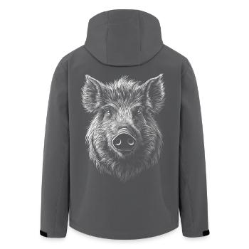 Wildschwein Portrait Eber Wildtier Waldtier - Recycelte Männer Softshell-Jacke von Stanley/Stella - Anthrazit - Hinten - AI Model Male 185 light (185cm)