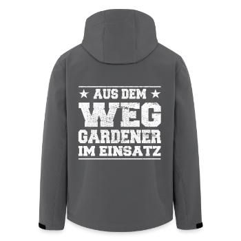 Aus dem Weg Gardener im Einsatz Design - Recycelte Männer Softshell-Jacke von Stanley/Stella - Anthrazit - Hinten - AI Model Male 185 light (185cm)