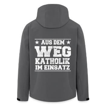 Aus dem Weg Katholik im Einsatz Design - Recycelte Männer Softshell-Jacke von Stanley/Stella - Anthrazit - Hinten - AI Model Male 185 light (185cm)