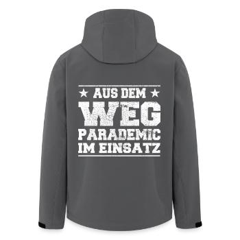 Aus dem Weg Parademic im Einsatz Design - Recycelte Männer Softshell-Jacke von Stanley/Stella - Anthrazit - Hinten - AI Model Male 185 light (185cm)