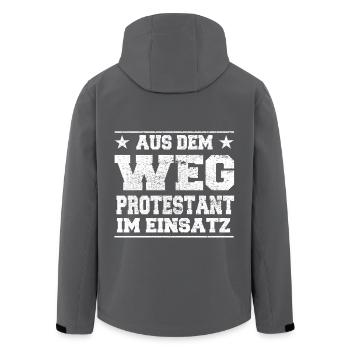 Aus dem Weg Protestant im Einsatz Design - Recycelte Männer Softshell-Jacke von Stanley/Stella - Anthrazit - Hinten - AI Model Male 185 light (185cm)