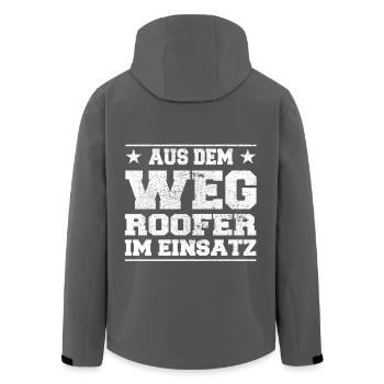 Aus dem Weg Roofer im Einsatz Design - Recycelte Männer Softshell-Jacke von Stanley/Stella - Anthrazit - Hinten - AI Model Male 185 light (185cm)