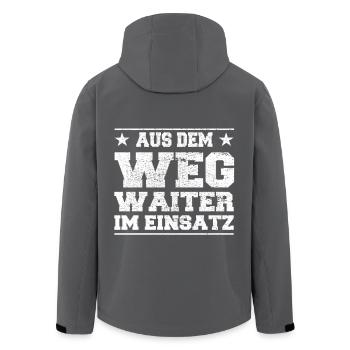 Aus dem Weg Waiter im Einsatz Design - Recycelte Männer Softshell-Jacke von Stanley/Stella - Anthrazit - Hinten - AI Model Male 185 light (185cm)