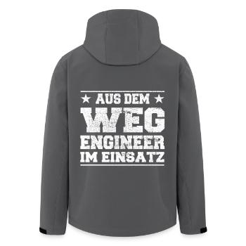 Aus dem Weg Engineer im Einsatz Design - Recycelte Männer Softshell-Jacke von Stanley/Stella - Anthrazit - Hinten - AI Model Male 185 light (185cm)
