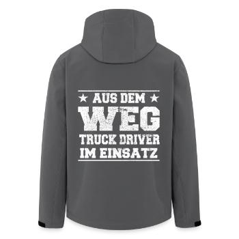Aus dem Weg Truckdriver im Einsatz Design - Recycelte Männer Softshell-Jacke von Stanley/Stella - Anthrazit - Hinten - AI Model Male 185 light (185cm)