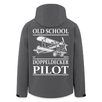 Oldschool Doppeldecker Oldtimer Flieger Desgin - Recycelte Männer Softshell-Jacke von Stanley/Stella - Anthrazit - Hinten - AI Model Male 185 light (185cm)