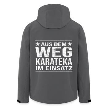Aus dem Weg Karateka im Einsatz Design - Recycelte Männer Softshell-Jacke von Stanley/Stella - Anthrazit - Hinten - AI Model Male 185 light (185cm)
