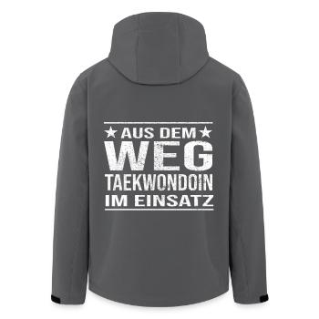 Aus dem Weg Taekwondoin im Einsatz Design - Recycelte Männer Softshell-Jacke von Stanley/Stella - Anthrazit - Hinten - AI Model Male 185 light (185cm)