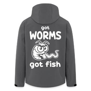 Got Worms Got Fish – Lustiges Anglerwurm Design - Recycelte Männer Softshell-Jacke von Stanley/Stella - Anthrazit - Hinten - AI Model Male 185 light (185cm)