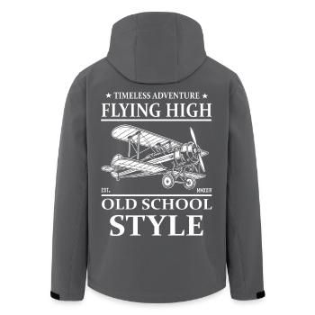 Zeitloses Abenteuer – Doppeldecker Flugzeug Design - Recycelte Männer Softshell-Jacke von Stanley/Stella - Anthrazit - Hinten - AI Model Male 185 light (185cm)