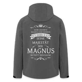 Seine Majestät der Magnus betritt den Raum - Recycelte Männer Softshell-Jacke von Stanley/Stella - Anthrazit - Hinten - AI Model Male 185 light (185cm)