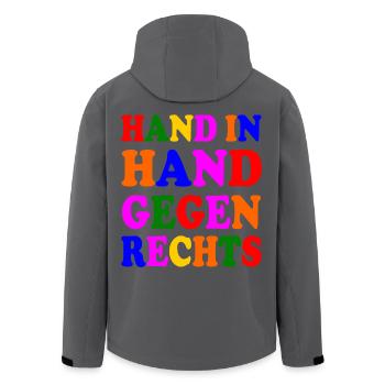 Gegen rechts - Recycelte Männer Softshell-Jacke von Stanley/Stella - Anthrazit - Hinten - AI Model Male 185 light (185cm)