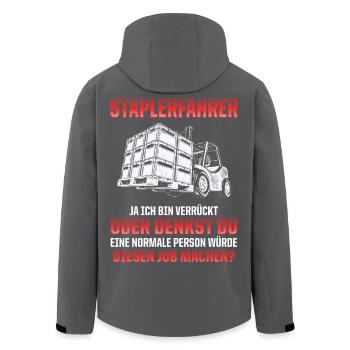 STAPLERFAHRER SPRUCH - Recycelte Männer Softshell-Jacke von Stanley/Stella - Anthrazit - Hinten - AI Model Male 185 light (185cm)
