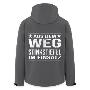 Aus dem Weg Stinkstiefel im Einsatz Design - Recycelte Männer Softshell-Jacke von Stanley/Stella - Anthrazit - Hinten - AI Model Male 185 light (185cm)
