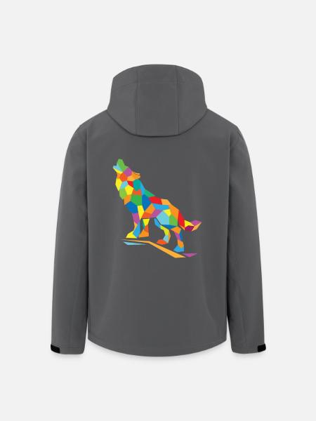 Wolf Polygon - Recycelte Männer Softshell-Jacke von Stanley/Stella - Anthrazit