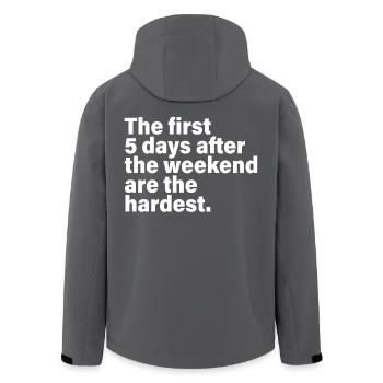 The First 5 Days After The Weekend Are The Hardest - Recycelte Männer Softshell-Jacke von Stanley/Stella - Anthrazit - Hinten - AI Model Male 185 light (185cm)