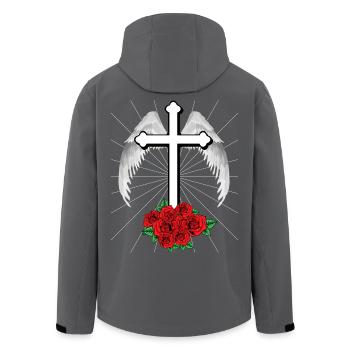 Himmlisches Kreuz Kreuze Jesus Gott Engelsflügel - Recycelte Männer Softshell-Jacke von Stanley/Stella - Anthrazit - Hinten - AI Model Male 185 light (185cm)