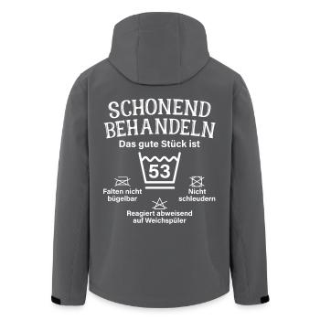 Schonend Behandeln 53 Geschenk Zum 53. Geburtstag - Recycelte Männer Softshell-Jacke von Stanley/Stella - Anthrazit - Hinten - AI Model Male 185 light (185cm)