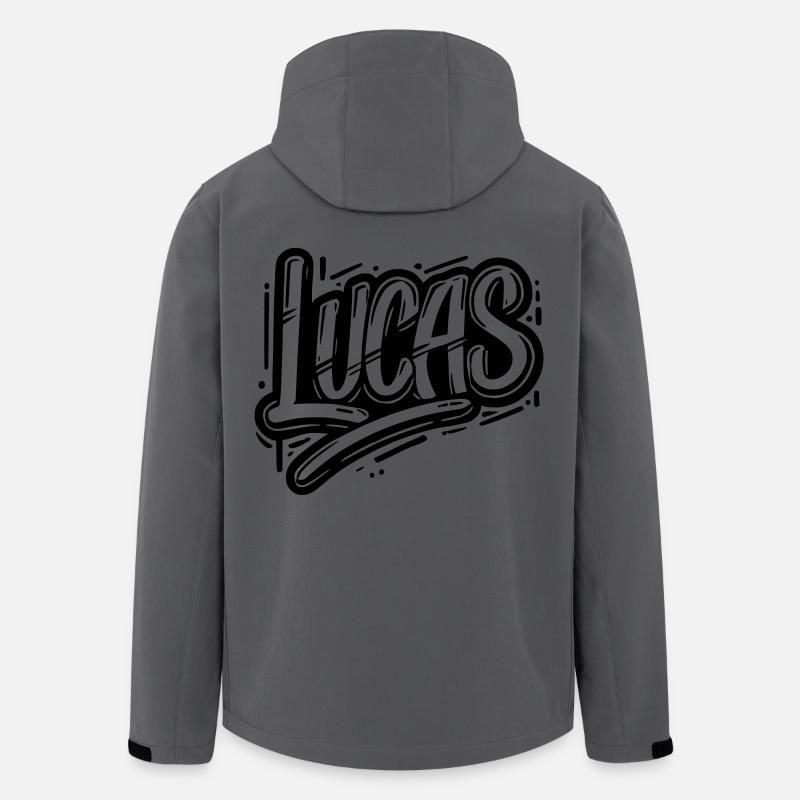 Lucas Nom Prénom Graffiti - Veste softshell homme en polyester recyclé Stanley/Stella - charbon