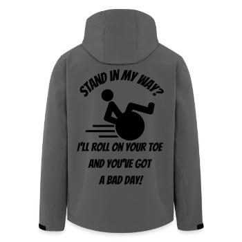 Stehst du mir im Weg? Mein Rollstuhl rollt über die Zehen # - Recycelte Männer Softshell-Jacke von Stanley/Stella - Anthrazit - Hinten - AI Model Male 185 light (185cm)