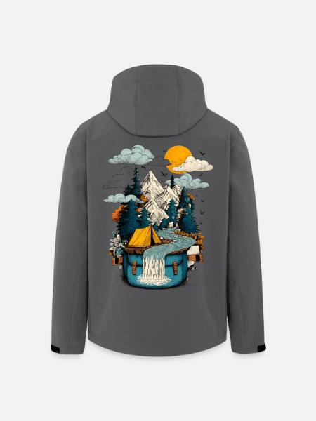Bergsee Pfad - Camping Backpacker Motiv - Recycelte Männer Softshell-Jacke von Stanley/Stella - Anthrazit