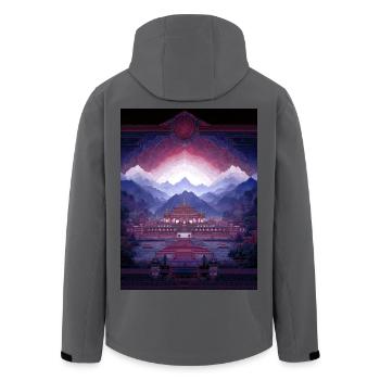 Psy Art - Pagode in Berglandschaft - Recycelte Männer Softshell-Jacke von Stanley/Stella - Anthrazit - Hinten - AI Model Male 185 light (185cm)