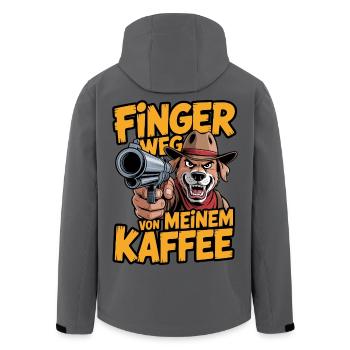 Finger weg von meinem Kaffee – Wachhund - Recycelte Männer Softshell-Jacke von Stanley/Stella - Anthrazit - Hinten - AI Model Male 185 light (185cm)