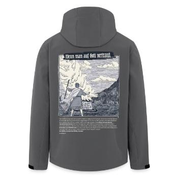 Elijah trusts God - Men’s Recycled Softshell Jacket by Stanley/Stella - anthracite - Back - AI Model Male 185 light (185cm)