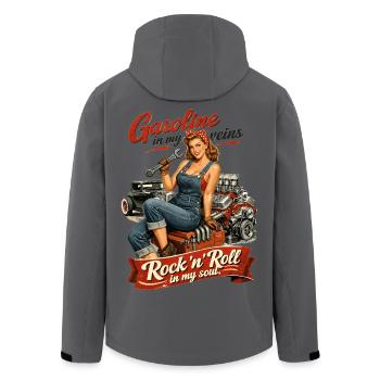 Retro Pin-up Hot Rod: Gasoline & Rock n Roll Soul - Men’s Recycled Softshell Jacket by Stanley/Stella - anthracite - Back - AI Model Male 185 light (185cm)