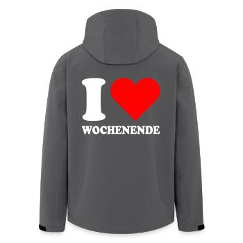 I Love Wochenende Wochenend Liebe Endlich Freitag - Recycelte Männer Softshell-Jacke von Stanley/Stella - Anthrazit - Hinten - AI Model Male 185 light (185cm)