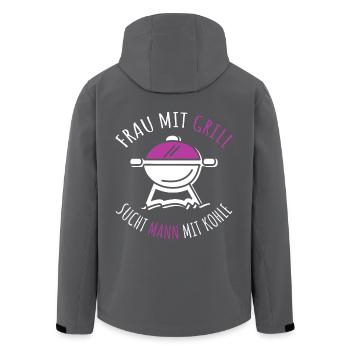 Frau Mit Grill Sucht Mann Mit Kohle Single Grillen - Recycelte Männer Softshell-Jacke von Stanley/Stella - Anthrazit - Hinten - AI Model Male 185 light (185cm)