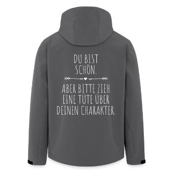 Du Bist Schön Aber Tüte Über Deinen Charakter - Recycelte Männer Softshell-Jacke von Stanley/Stella - Anthrazit - Hinten - AI Model Male 185 light (185cm)