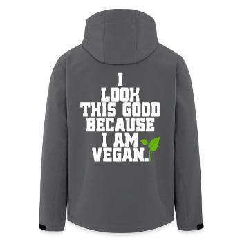 Veganer I Look This Good Because I Am Vegan Veggie - Recycelte Männer Softshell-Jacke von Stanley/Stella - Anthrazit - Hinten - AI Model Male 185 light (185cm)