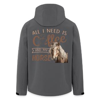 alles was ich benötige ist Kaffee und mein Pferd - Recycelte Männer Softshell-Jacke von Stanley/Stella - Anthrazit - Hinten - AI Model Male 185 light (185cm)