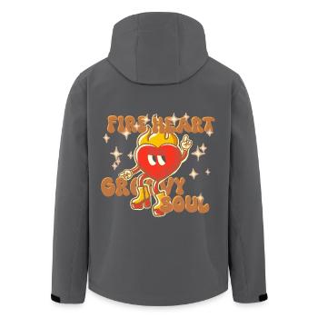 Herz in Flammen, grooviger Soul - Recycelte Männer Softshell-Jacke von Stanley/Stella - Anthrazit - Hinten - AI Model Male 185 light (185cm)