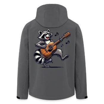 Raccoon Guitar Music - Men’s Recycled Softshell Jacket by Stanley/Stella - anthracite - Back - AI Model Male 185 light (185cm)