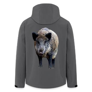 Wildschwein - Recycelte Männer Softshell-Jacke von Stanley/Stella - Anthrazit - Hinten - AI Model Male 185 light (185cm)