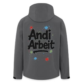 Andi-Arbeit-Andreas-Andrea-Andy-Spruch-Nom-lus - Veste softshell homme en polyester recyclé Stanley/Stella - charbon - Dos - AI Model Male 185 light (185cm)
