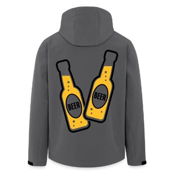 2 Toasting Beer Bottles (Beery / POS 2C) - Men’s Recycled Softshell Jacket by Stanley/Stella - anthracite - Back - AI Model Male 185 light (185cm)