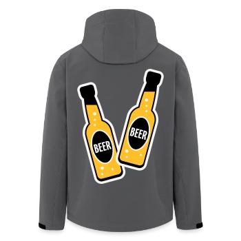 2 Toastende Bierflaschen (Bier / NEG / 3C) - Recycelte Männer Softshell-Jacke von Stanley/Stella - Anthrazit - Hinten - AI Model Male 185 light (185cm)